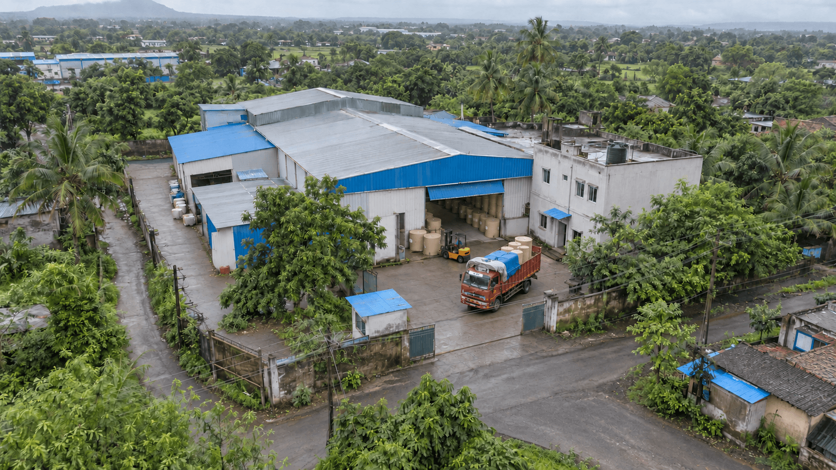 Aerial view of the Paperforce manufacturing facility in Palghar